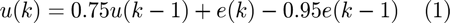 $$ u(k) = 0.75u(k-1) + e(k) - 0.95e(k-1)\;\;\;\;(1)$$